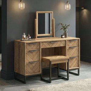 View Herringbone solid oak dressing table set View Herringbone solid oak dressing table set