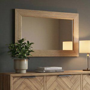 View Herringbone solid oak wall mirror