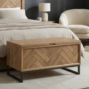 View Herringbone solid oak blanket box
