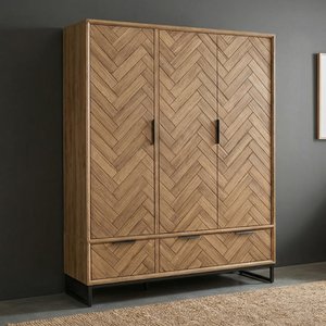 View Herringbone solid oak triple wardrobe