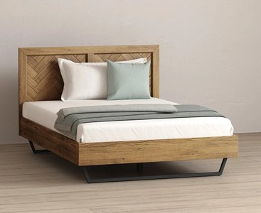 View Herringbone solid oak double bed View Herringbone solid oak double bed