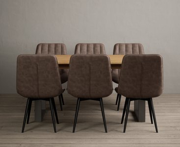View Parker 160cm solid oak dining table with 6 brown larson chairs View Parker 160cm solid oak dining table with 6 brown larson chairs