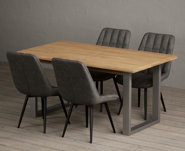 View Parker 160cm solid oak dining table with 4 grey larson chairs View Parker 160cm solid oak dining table with 4 grey larson chairs