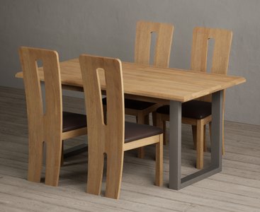 View Parker 160cm solid oak dining table with 4 brown lucca chairs View Parker 160cm solid oak dining table with 4 brown lucca chairs