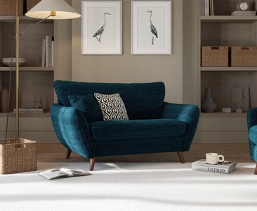View Palma teal chenille fabric love chair View Palma teal chenille fabric love chair