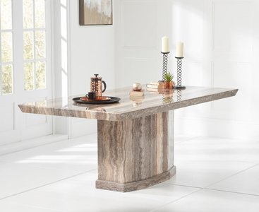 View Carvelle 200cm brown pedestal marble dining table View Carvelle 200cm brown pedestal marble dining table