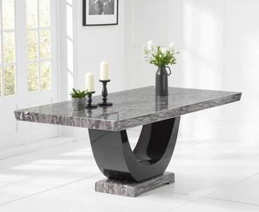 View Novara 170cm dark grey pedestal marble dining table View Novara 170cm dark grey pedestal marble dining table
