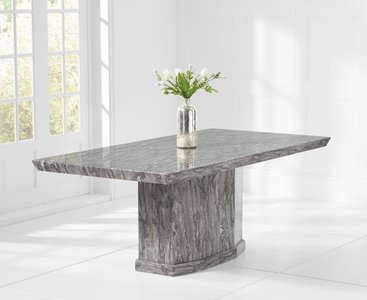 View Carvelle 160cm grey pedestal marble dining table View Carvelle 160cm grey pedestal marble dining table
