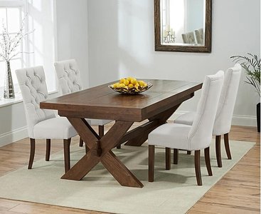 View Extending buckley 200cm dark oak dining table with 10 natural francois chairs View Extending buckley 200cm dark oak dining table with 10 natural francois chairs