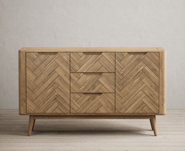 View Solid oak large sideboard | herringbone detail View Solid oak large sideboard | herringbone detail