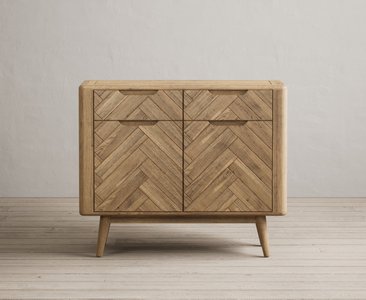 View Solid oak small sideboard | herringbone detail View Solid oak small sideboard | herringbone detail