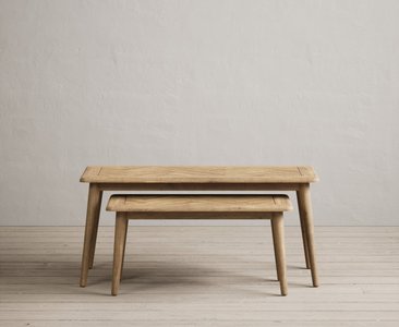 View Solid oak nesting coffee tables | herringbone detail View Solid oak nesting coffee tables | herringbone detail