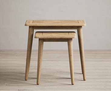 View Solid oak nest of tables | herringbone detail View Solid oak nest of tables | herringbone detail