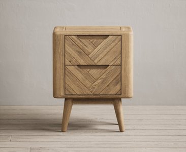 View Solid oak 2 drawer bedside chest | herringbone detail View Solid oak 2 drawer bedside chest | herringbone detail