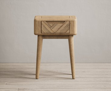 View Solid oak bedside lamp table | herringbone detail View Solid oak bedside lamp table | herringbone detail