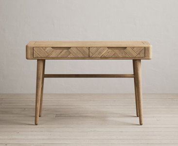 View Solid oak dressing table & desk | herringbone detail View Solid oak dressing table & desk | herringbone detail