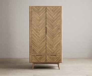 View Solid oak double wardrobe | herringbone detail View Solid oak double wardrobe | herringbone detail
