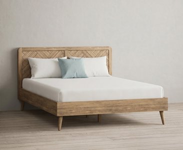 View Solid oak king size bed | herringbone detail View Solid oak king size bed | herringbone detail