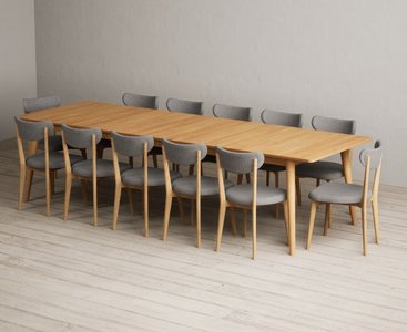 View Extending ruben 200cm retro oak dining table with 12 grey nordic chairs View Extending ruben 200cm retro oak dining table with 12 grey nordic chairs
