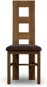 View Rustic solid oak brown set of 2 fabric dining chairs