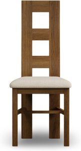View Rustic solid oak linen set of 2 fabric dining chairs