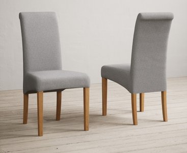 View York 80cm solid oak dining table with 2 grey scroll back chairs View York 80cm solid oak dining table with 2 grey scroll back chairs