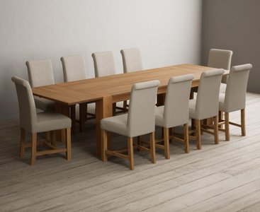 View Extending sheringham 200cm solid oak table with 10 natural braced chairs View Extending sheringham 200cm solid oak table with 10 natural braced chairs