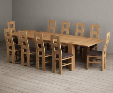 View Extending sheringham 200cm solid oak table with 10 brown natural chairs View Extending sheringham 200cm solid oak table with 10 brown natural chairs