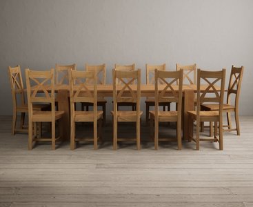 View Extending sheringham 200cm solid oak table with 12 oak natural chairs View Extending sheringham 200cm solid oak table with 12 oak natural chairs