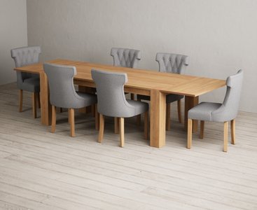 View Extending sheringham 200cm solid oak dining table with 6 grey clara chairs View Extending sheringham 200cm solid oak dining table with 6 grey clara chairs
