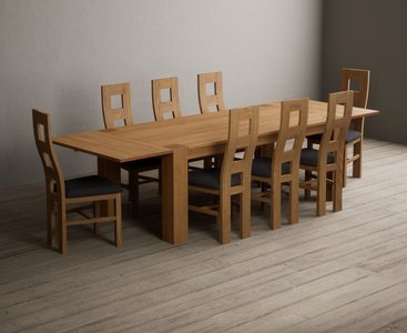 View Extending sheringham 200cm solid oak table with 8 charcoal grey natural chairs View Extending sheringham 200cm solid oak table with 8 charcoal grey natural chairs