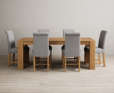 View Sheringham 200cm solid oak dining table with 6 grey braced chairs View Sheringham 200cm solid oak dining table with 6 grey braced chairs