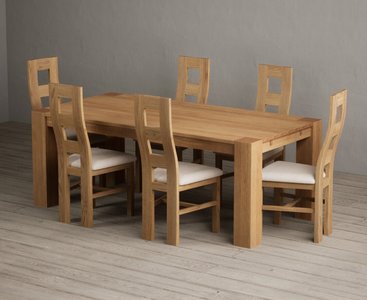 View Sheringham 200cm solid oak dining table with 6 linen natural chairs View Sheringham 200cm solid oak dining table with 6 linen natural chairs