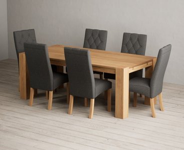 View Sheringham 200cm solid oak dining table with 6 grey maya chairs View Sheringham 200cm solid oak dining table with 6 grey maya chairs