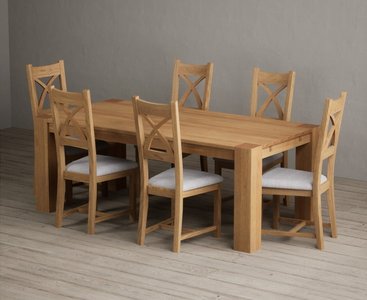 View Sheringham 200cm solid oak dining table with 6 oak natural chairs View Sheringham 200cm solid oak dining table with 6 oak natural chairs