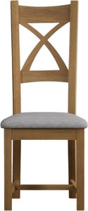 View Natural solid oak light grey set of 2 fabric dining chairs View Natural solid oak light grey set of 2 fabric dining chairs
