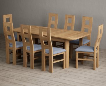 View Extending somerton 160cm solid oak dining table with 8 blue natural chairs View Extending somerton 160cm solid oak dining table with 8 blue natural chairs