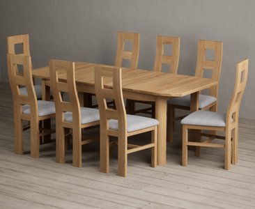 View Extending somerton 160cm solid oak dining table with 8 light grey natural chairs View Extending somerton 160cm solid oak dining table with 8 light grey natural chairs