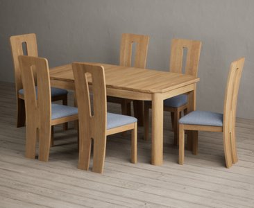 View Extending somerton 160cm solid oak dining table with 6 blue lucca chairs View Extending somerton 160cm solid oak dining table with 6 blue lucca chairs