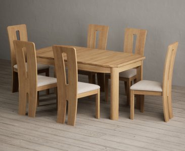 View Extending somerton 160cm solid oak dining table with 6 linen lucca chairs View Extending somerton 160cm solid oak dining table with 6 linen lucca chairs