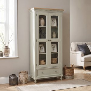 View Francis oak and soft green painted glazed display cabinet View Francis oak and soft green painted glazed display cabinet