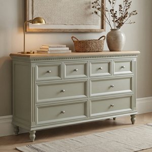 View Francis oak and soft green painted wide chest of drawers View Francis oak and soft green painted wide chest of drawers