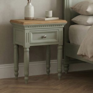 View Francis oak and soft green painted bedside table View Francis oak and soft green painted bedside table