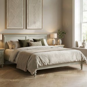 View Francis oak and soft green painted super king bed View Francis oak and soft green painted super king bed