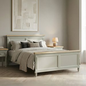 View Francis oak and soft green painted double bed View Francis oak and soft green painted double bed