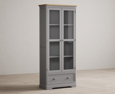 View Felton oak and light grey painted glazed display cabinet View Felton oak and light grey painted glazed display cabinet