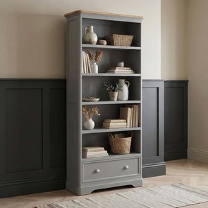View Felton oak and light grey painted tall bookcase
