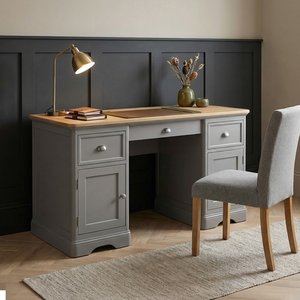 View Felton oak and light grey painted computer desk View Felton oak and light grey painted computer desk