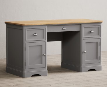 View Felton oak and light grey painted computer desk View Felton oak and light grey painted computer desk