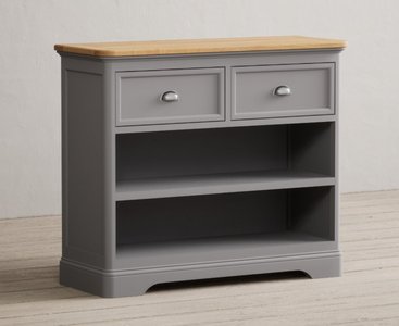View Felton oak and light grey painted storage console table View Felton oak and light grey painted storage console table